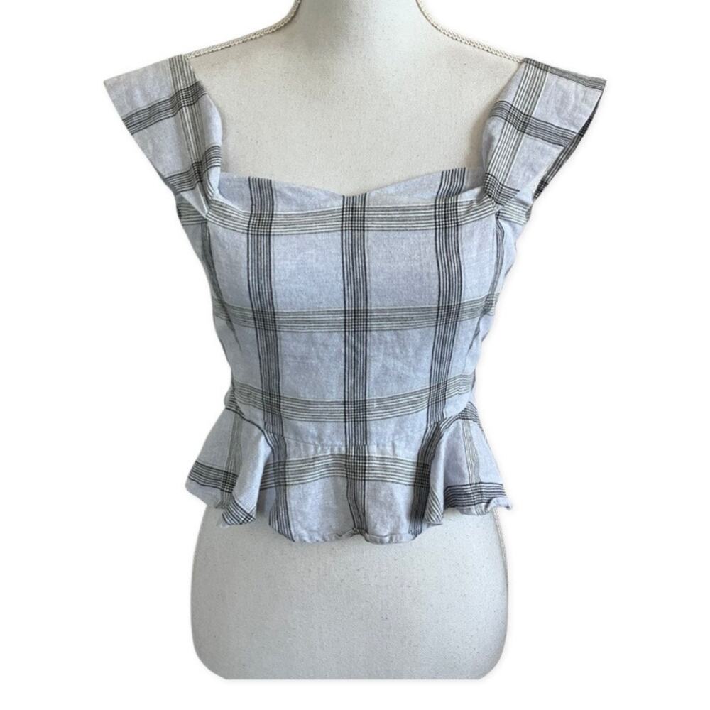 Chriselle X J.O.A. Plaid Off-the-Shoulder Midi Top Small